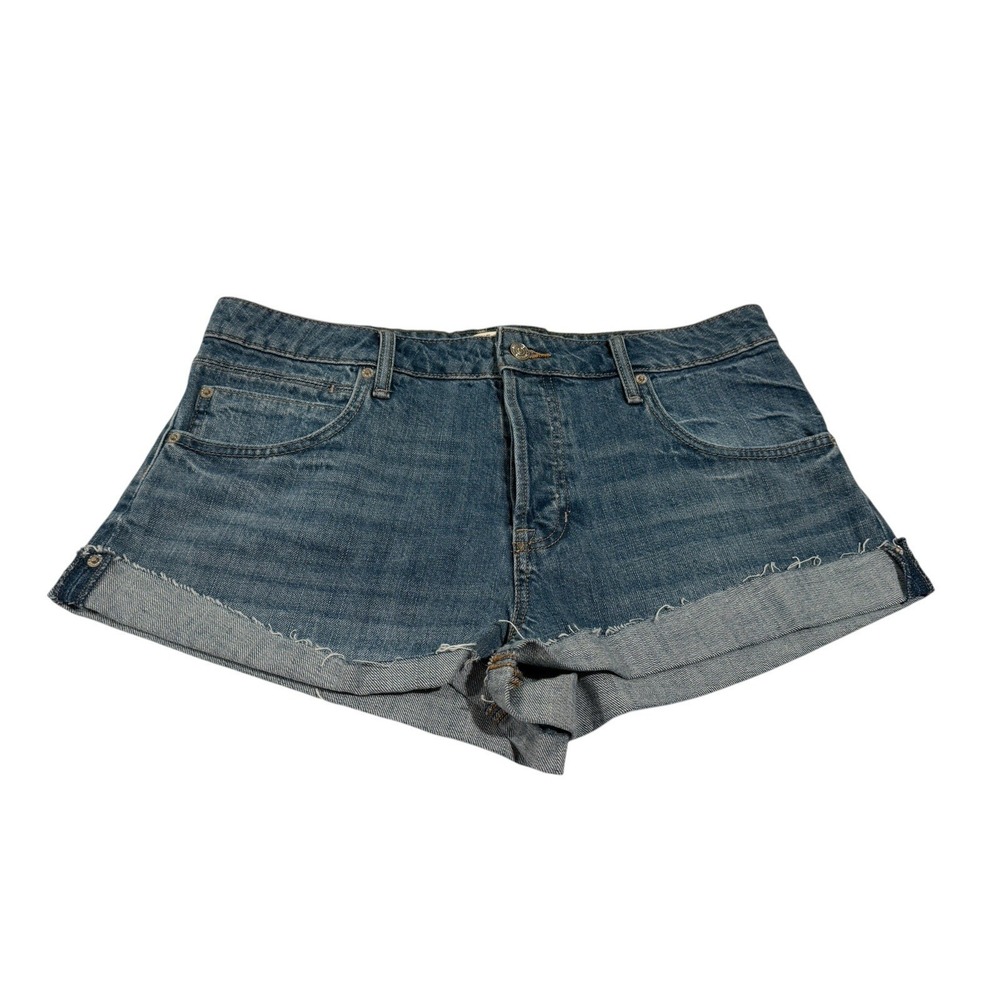 Free People Women Blue Shorts Size 31 Cali Cuffed Hem,‎ Button Fly Shortie NWT